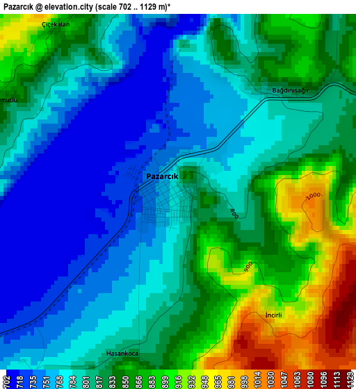 Pazarcık elevation map