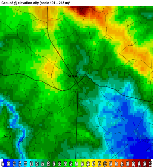 Ceaucé elevation map