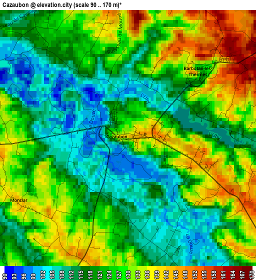 Cazaubon elevation map