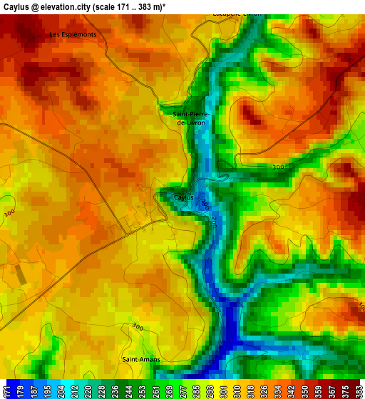 Caylus elevation map