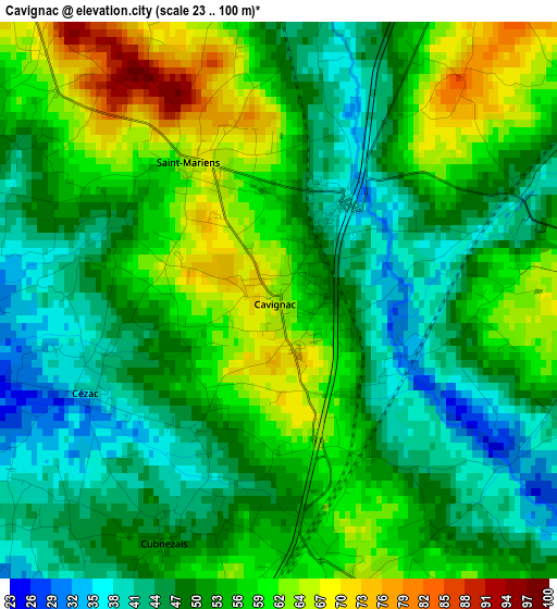 Cavignac elevation map