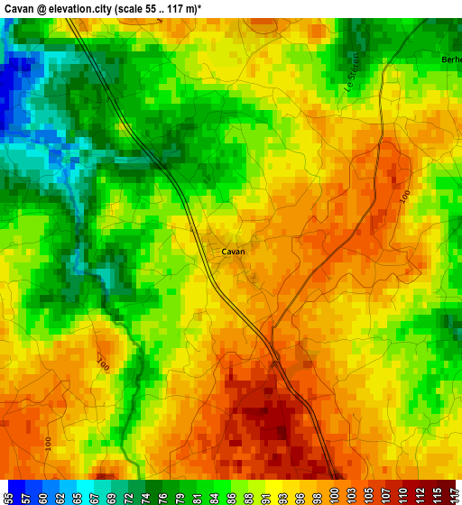 Cavan elevation map