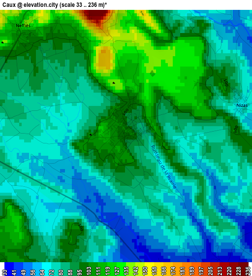 Caux elevation map