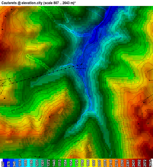 Cauterets elevation map