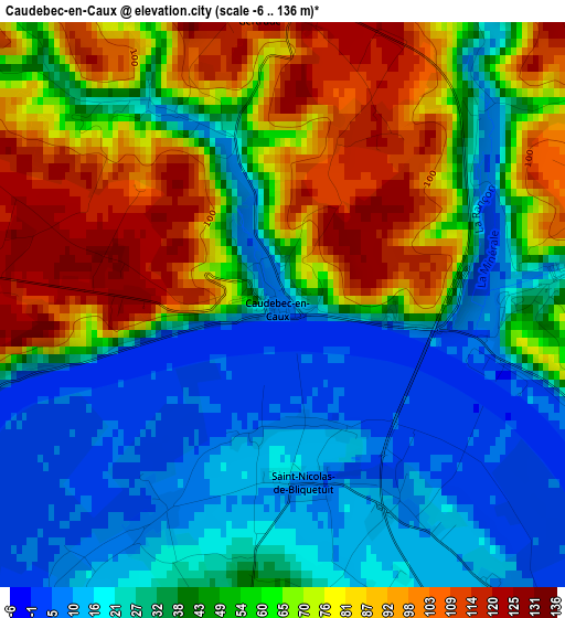 Caudebec-en-Caux elevation map