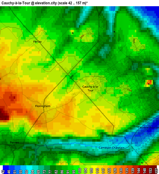 Cauchy-à-la-Tour elevation map