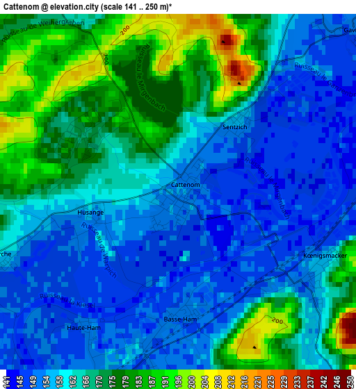 Cattenom elevation map