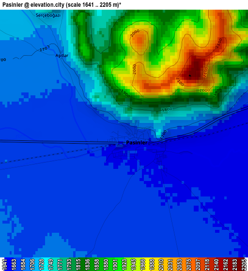 Pasinler elevation map