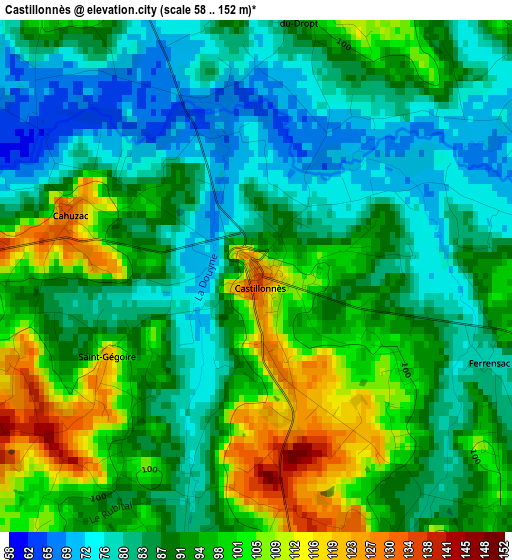 Castillonnès elevation map