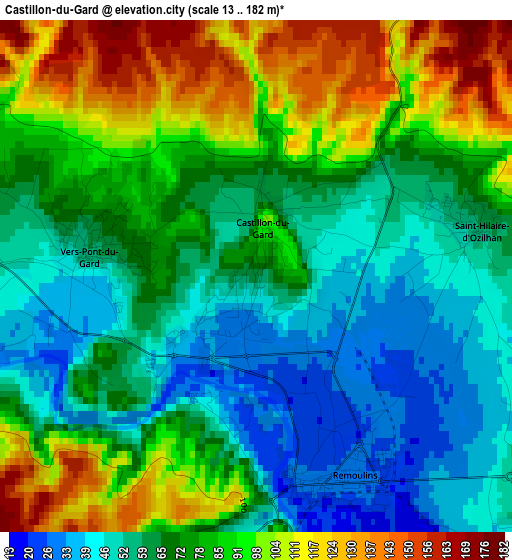 Castillon-du-Gard elevation map