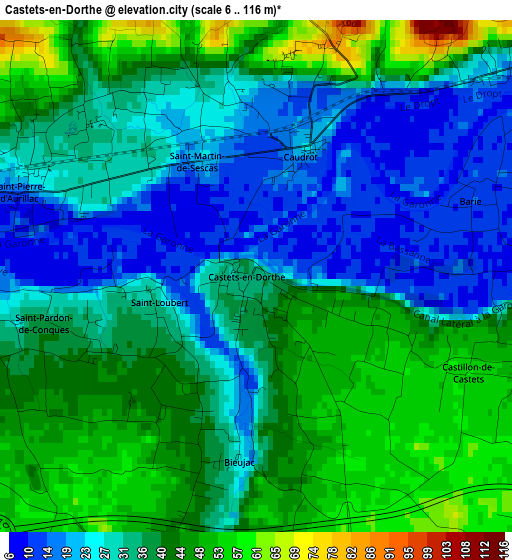 Castets-en-Dorthe elevation map