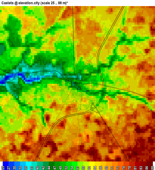 Castets elevation map