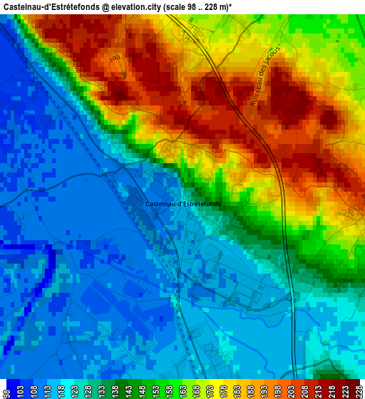 Castelnau-d'Estrétefonds elevation map