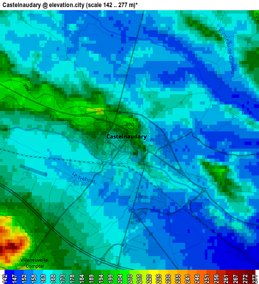 Castelnaudary elevation map