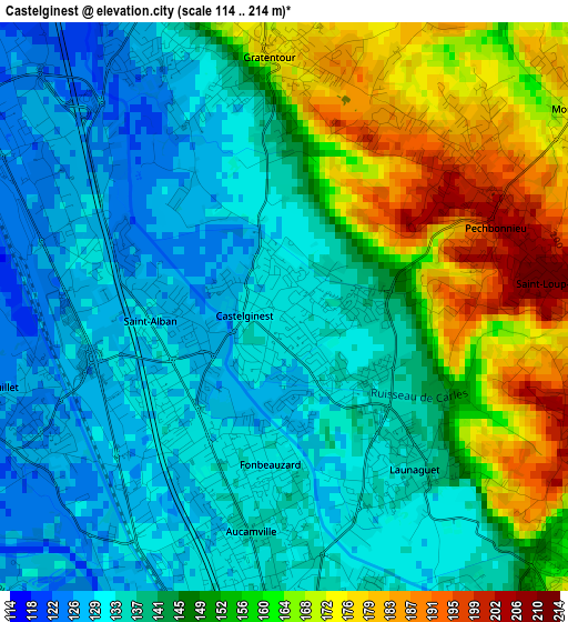 Castelginest elevation map