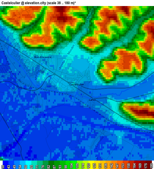 Castelculier elevation map