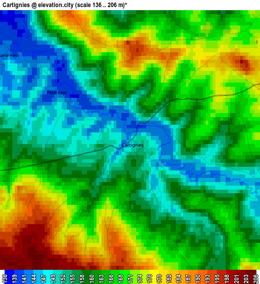 Cartignies elevation map