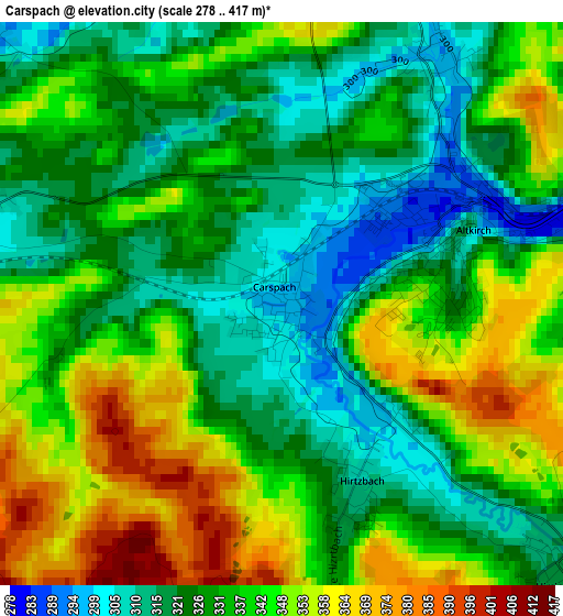 Carspach elevation map