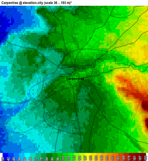 Carpentras elevation map