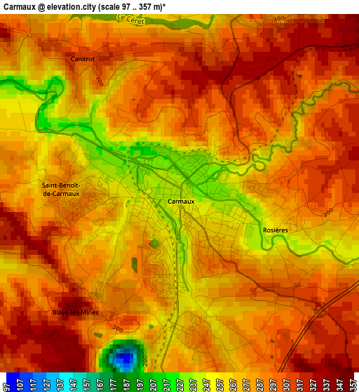 Carmaux elevation map