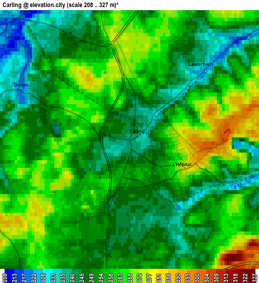 Carling elevation map