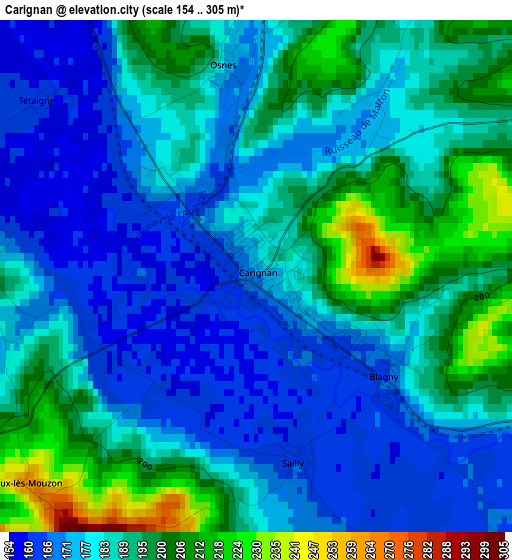 Carignan elevation map