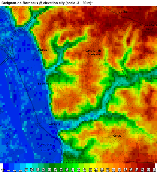 Carignan-de-Bordeaux elevation map