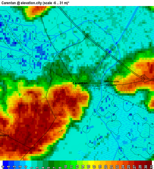 Carentan elevation map