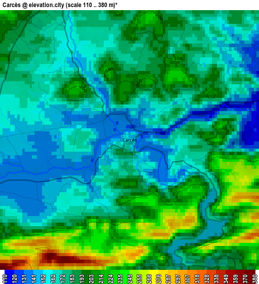 Carcès elevation map