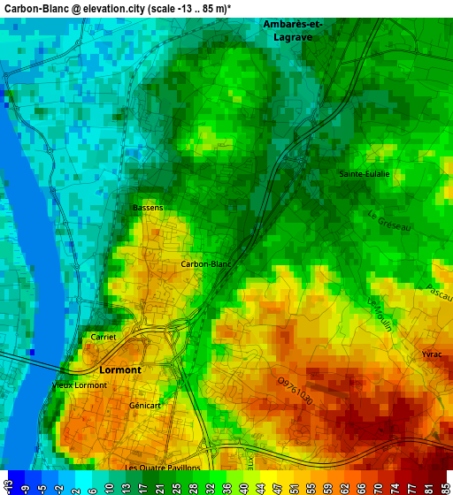 Carbon-Blanc elevation map