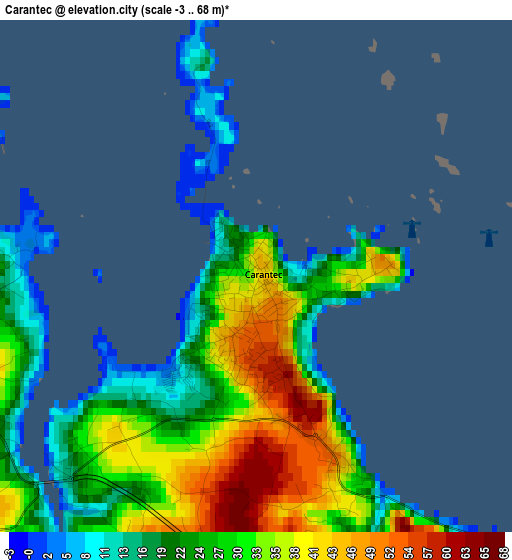 Carantec elevation map