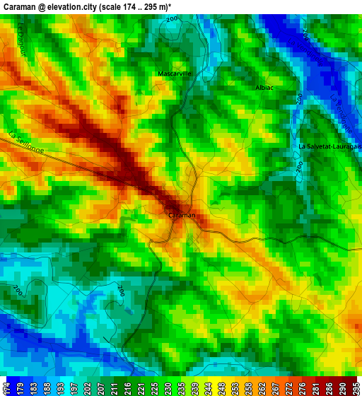 Caraman elevation map