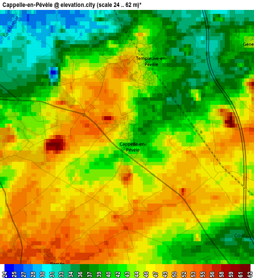 Cappelle-en-Pévèle elevation map