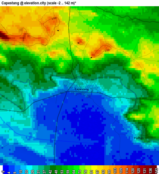 Capestang elevation map