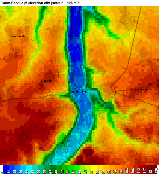 Cany-Barville elevation map