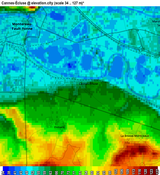 Cannes-Écluse elevation map