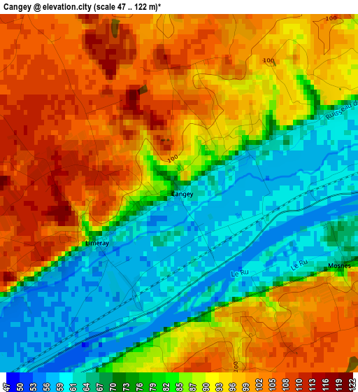 Cangey elevation map