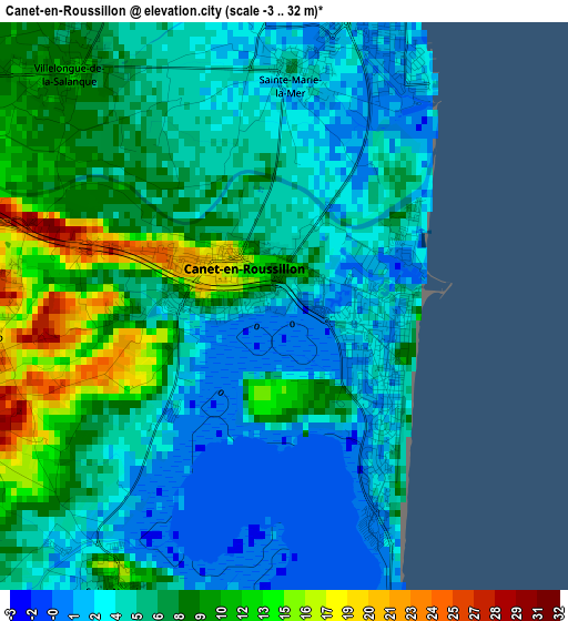 Canet-en-Roussillon elevation map