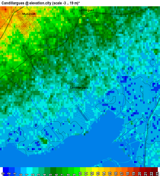 Candillargues elevation map