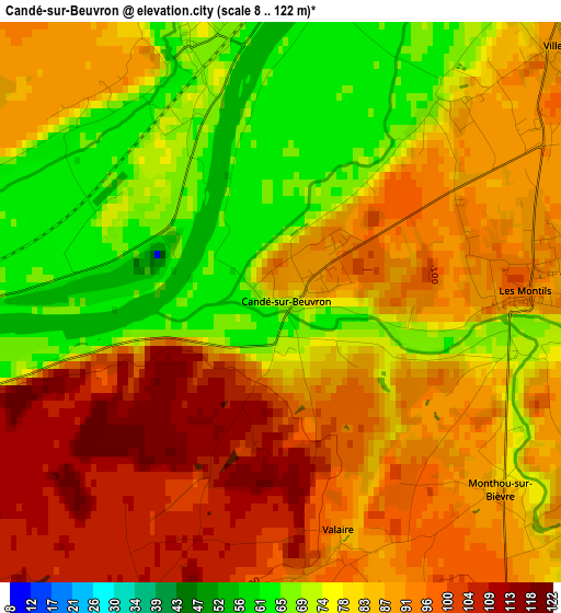 Candé-sur-Beuvron elevation map