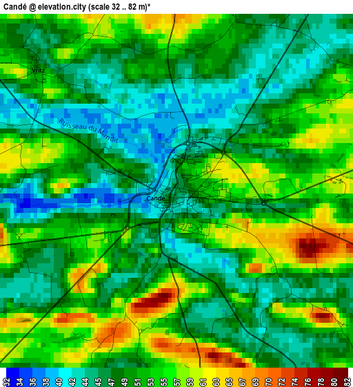 Candé elevation map