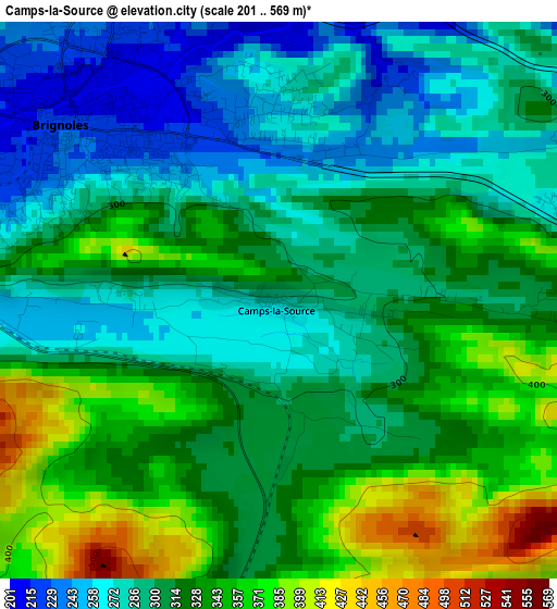 Camps-la-Source elevation map