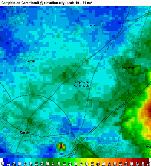 Camphin-en-Carembault elevation map