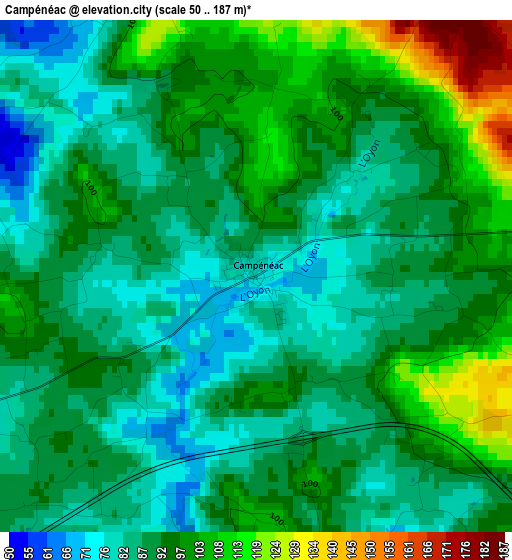 Campénéac elevation map