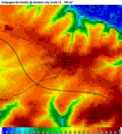 Campagne-lès-Hesdin elevation map