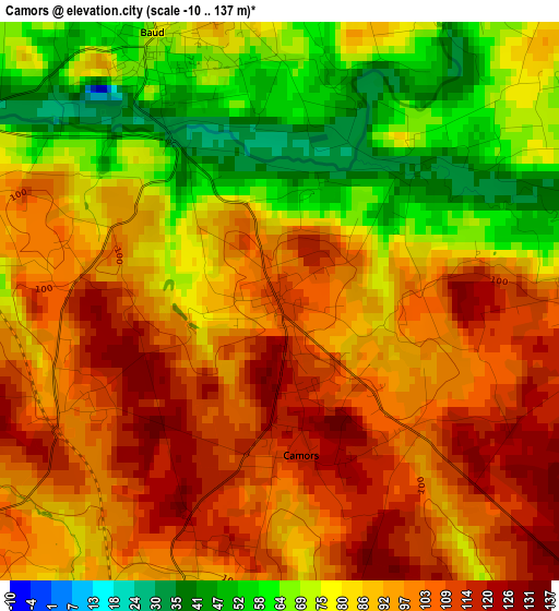 Camors elevation map