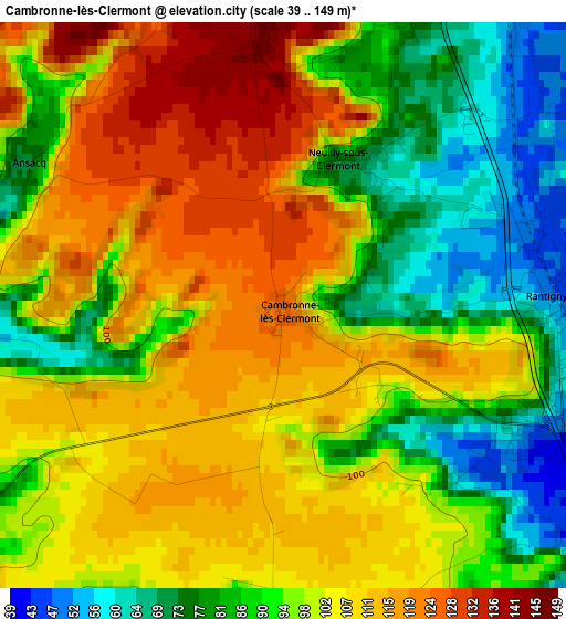 Cambronne-lès-Clermont elevation map