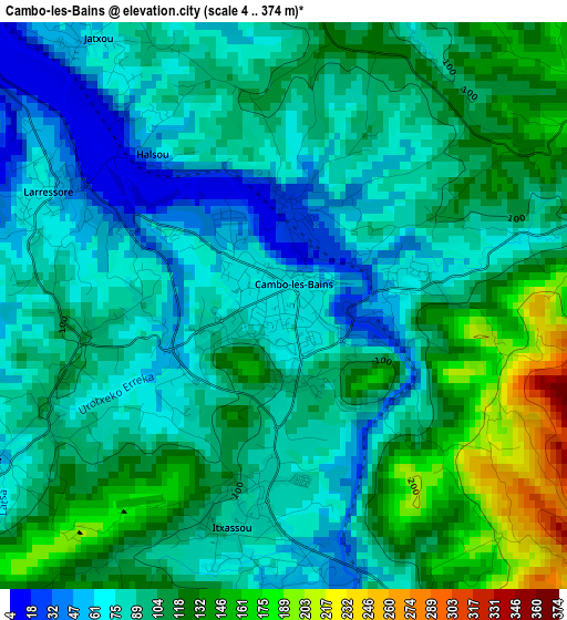 Cambo-les-Bains elevation map