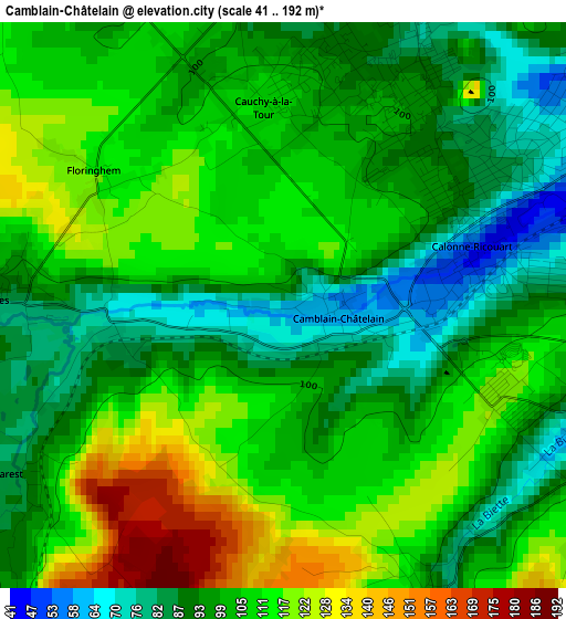 Camblain-Châtelain elevation map