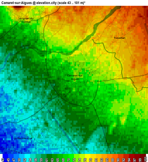 Camaret-sur-Aigues elevation map